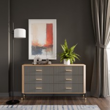 Kumode ar atvilknēm DANTE DT04, Ozols cremona/Pelēks matēts/Melns